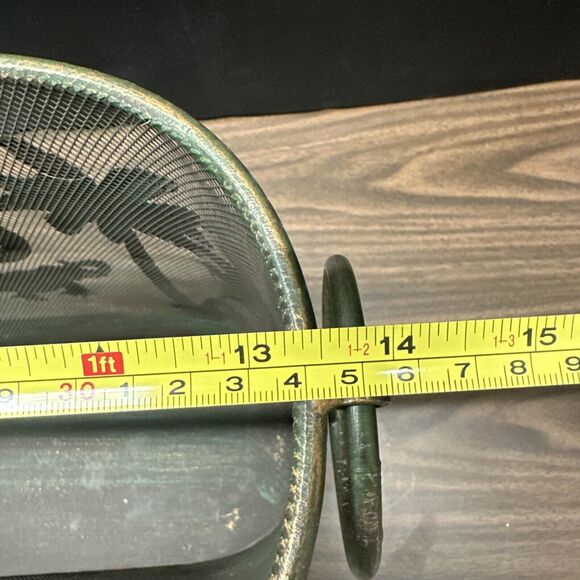 Oval Mesh Metal Basket Magazine Rack Elephants Tropical Palm Tree Waste Basket - Picture 8 of 9